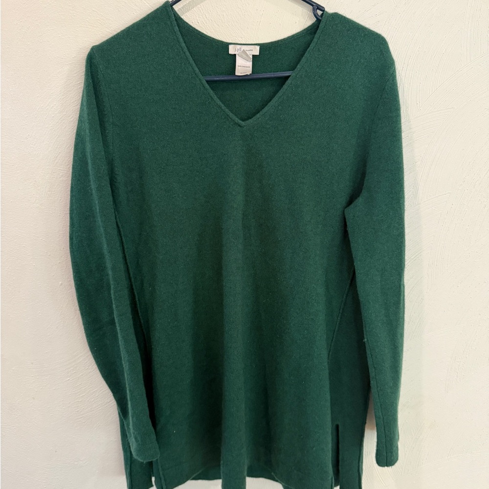 J. Jill Cashmere Forest Green Tunic Sweater